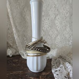 Mixed Metal Stackable Bangle Bracelet Set Boho Textured Bangles